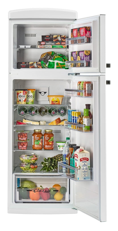 Unique Classique Rétro 24 11 Pi Cu. Réfrigérateur à congélateur supérieur – Blanc guimauve - UNQ-310L W TM | Réfrigérateur Classic Rétro d'Unique de 24 po et de 11 pi3 à congélateur supérieur - blanc guimauve - UNQ-310L W TM