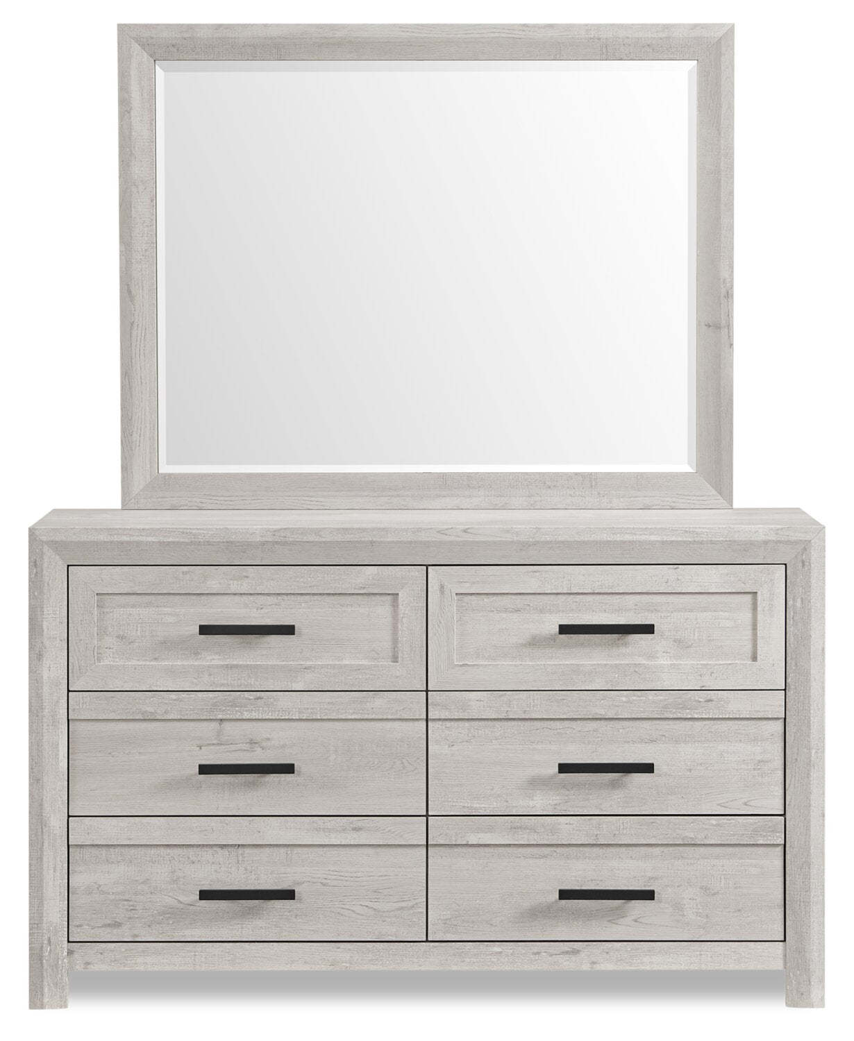 Miroir de commode de chambre à coucher Lark - blanc rustique | Lark Bedroom Dresser Mirror - Rustic White