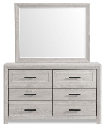 Miroir de commode de chambre à coucher Lark - blanc rustique | Lark Bedroom Dresser Mirror - Rustic White