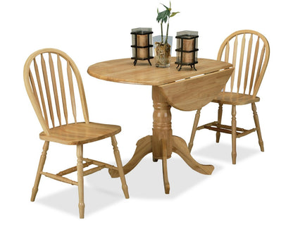 Hana Ensemble de salle à manger 3 pièces à abattant avec table et 2 chaises, base sur pied, 40 W - Naturel | Ensemble de salle à manger Hana 3 pièces avec table de 40 po (L) à abattant, piètement piédestal et 2 chaises - naturel