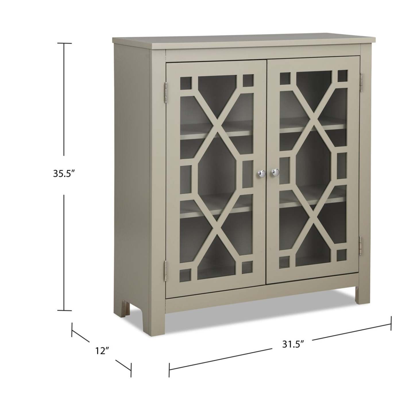 Armoire d'appoint Clary 31,5 avec portes en verre - Gris|Armoire décorative Clary de 31,5 po avec portes en verre - grise