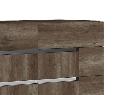 Commode chambre à coucher Gino à 6 tiroirs - fabriquée en Italie, 67 po (L) x 32 po (H), moderne - brune