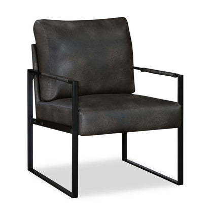 Fauteuil d'appoint en similicuir Nico 24.75 avec pieds en métal - Gris foncé | Fauteuil d'appoint Nico de 24,75 po en similicuir avec pattes en métal - gris foncé