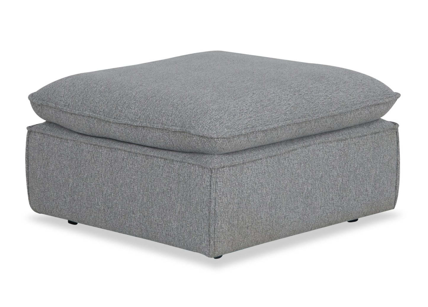 Farah 33,85 Ottomane en tissu chenille avec coussin en plumes - Argent | Pouf Farah de 33,85 po en tissu de chenille avec coussin en couette et plumes - argenté