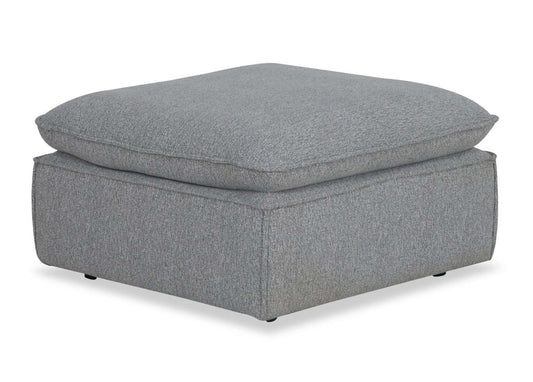 Farah 33,85 Ottomane en tissu chenille avec coussin en plumes - Argent | Pouf Farah de 33,85 po en tissu de chenille avec coussin en couette et plumes - argenté