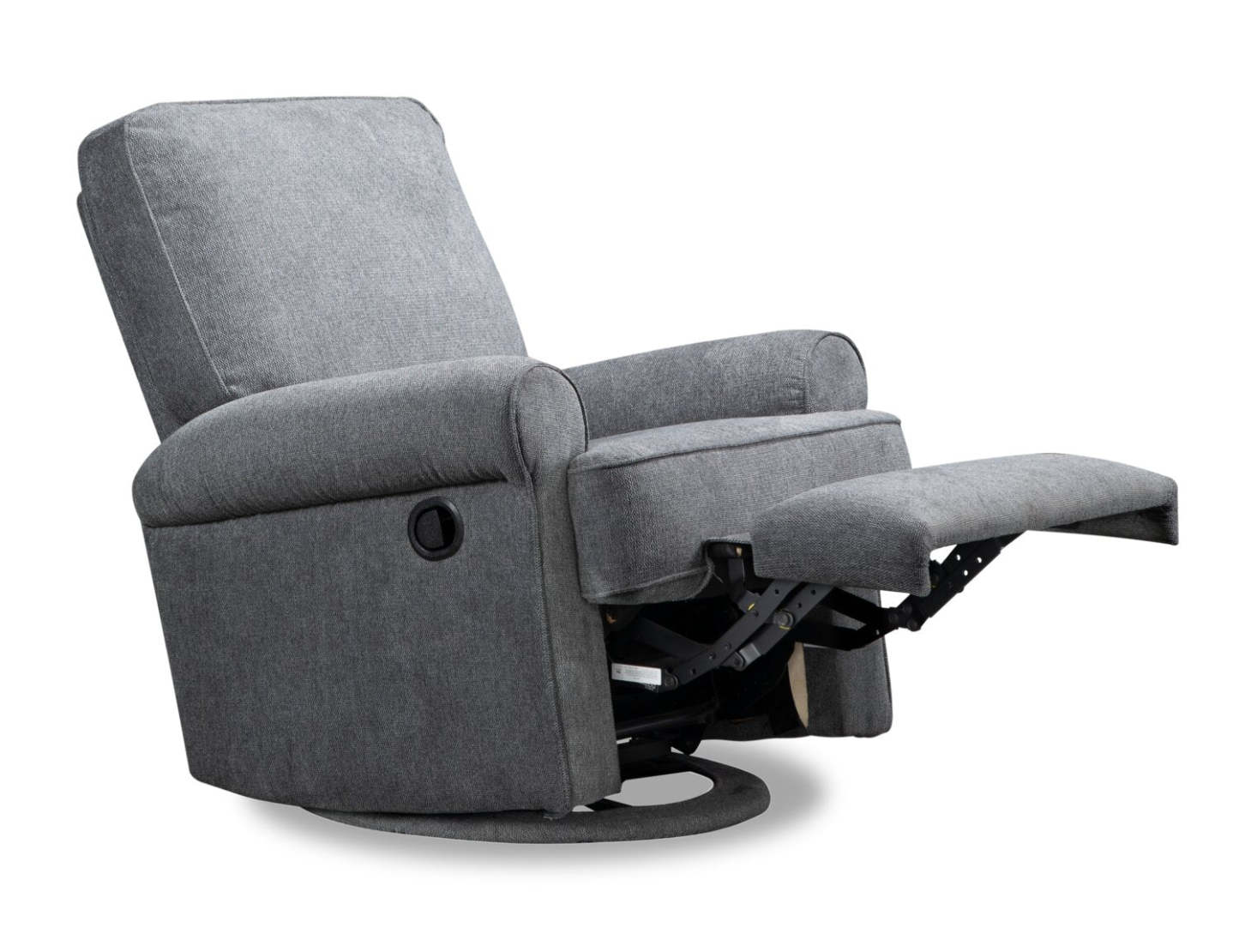Bevin 34.4 Grey Chenille Fabric Swivel Glider Reclining Chair | Fauteuil pivotant, glissant et inclinable Bevin de 34,4 po en tissu de chenille gris