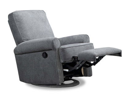Bevin 34.4 Grey Chenille Fabric Swivel Glider Reclining Chair | Fauteuil pivotant, glissant et inclinable Bevin de 34,4 po en tissu de chenille gris