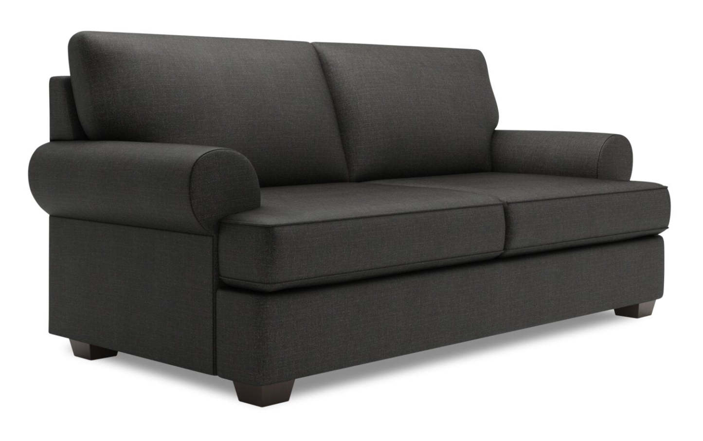 Fabriqué au Canada Canapé Personnalisable Roll 76 en Tissu d'Apparence Lin Taille Condo avec Accoudoirs Roulés - Gris Luna Kohl | Canapé Roll de Sofa Lab de 76 po de format condo fabriqué au Canada en tissu d’apparence lin - gris Luna Kohl | RO092691