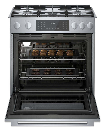 Cuisinière hybride Bosch de série 800 de 4,6 pi3 avec tiroir-réchaud - HDI8056C | Bosch Série 800 4,6 Cu. Fort. Cuisinière biénergie avec tiroir chauffant - HDI8056C | HDI8056C