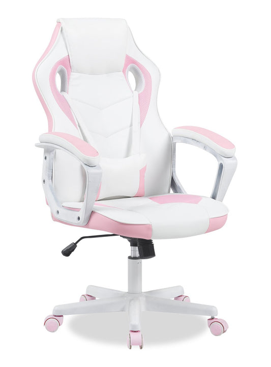 Chaise de jeu ergonomique Velocity 24 - Blanc et rose | Fauteuil de jeu ergonomique Velocity de 24 po - blanc et rose