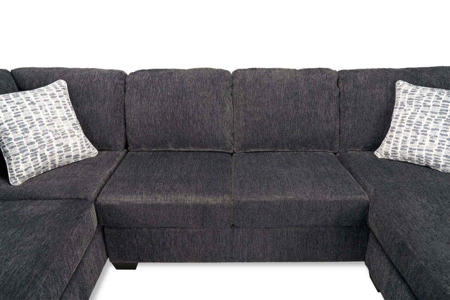 Fabriqué au Canada, canapé sectionnel en U de gauche Morgan 2 pièces en tissu de chenille avec coussins décoratifs - gris