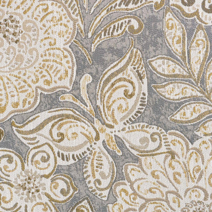 Fauteuil d’appoint Wynn de 33 po fabriqué au Canada en tissu d’apparence lin avec accoudoirs évasés et pattes en bois - floral multicolore