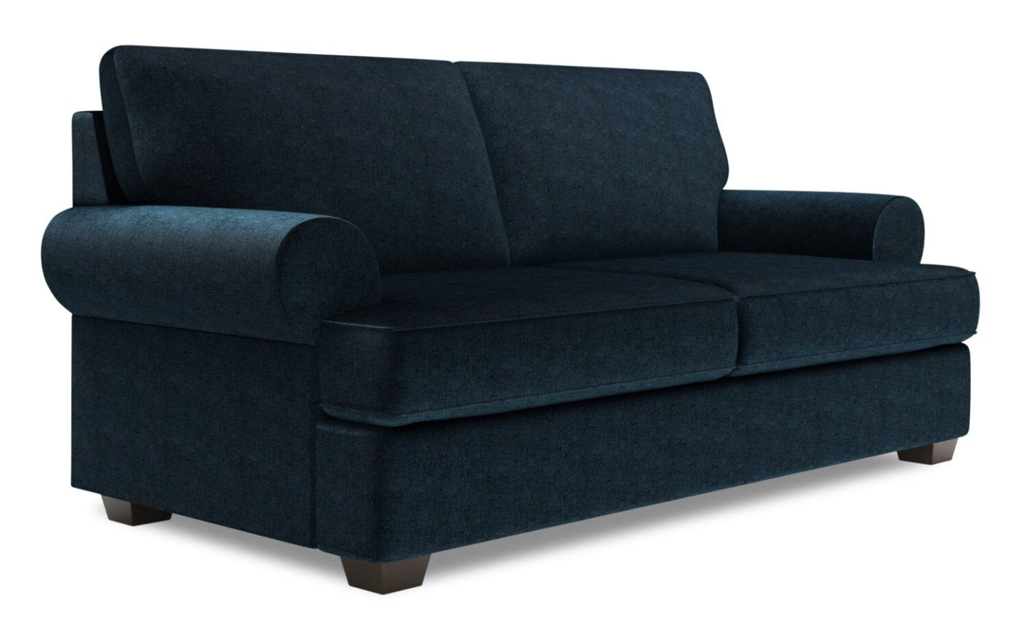 Fabriqué au Canada Canapé Personnalisable Roll 76 Tissu Chenille Taille Condo Canapé avec Accoudoirs Roulés - Bleu Indigo de Luxe | Canapé Roll de Sofa Lab de 76 po de format condo fabriqué au Canada en tissu chenille - bleu Indigo de Luxe | RO093193