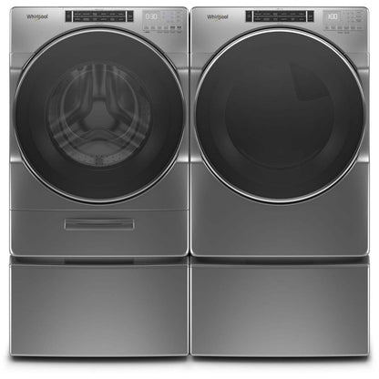 Whirlpool 5.8 Laveuse à chargement frontal et sécheuse à gaz 7,4 pi³ avec vapeur – ombre chrome  | WHFL86LG