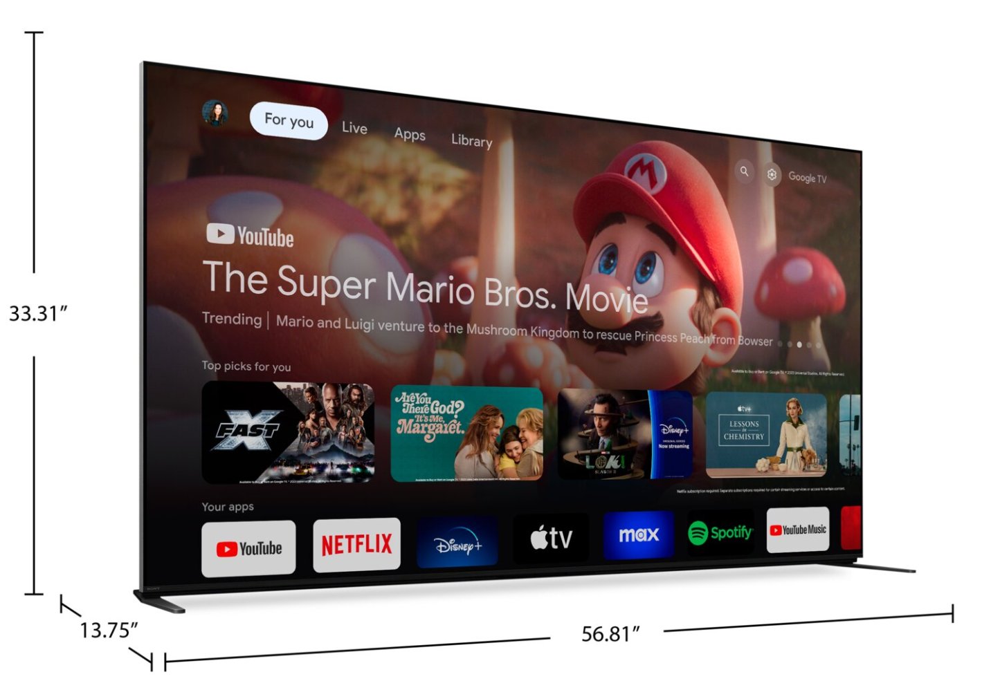 SONY 65 Bravia 9 QLED Mini-LED 4K UHD Smart Google TV (K65XR90) - Modèle 2024 | Téléviseur intelligent QLED Mini DEL SONY Bravia 9 UHD 4K de 65 po avec Google TVMC (K65XR90) - modèle 2024