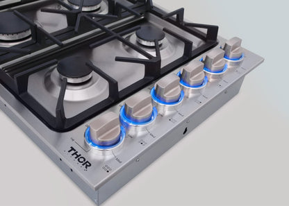 Table de cuisson à gaz professionnelle à 6 brûleurs Thor Kitchen 36 - TGC3601 | Surface de cuisson à gaz professionnelle Thor Kitchen de 36 po à 6 brûleurs - TGC3601 | TGC3601S