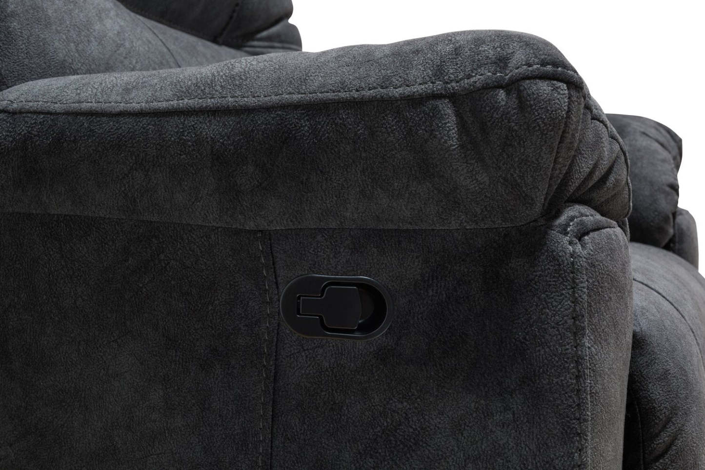 Fabriqué au Canada Fauteuil inclinable coulissant en tissu Gybson 38 - Gris graphite | Fauteuil coulissant inclinable Gybson de 38 po fabriqué au Canada en tissu - gris graphite