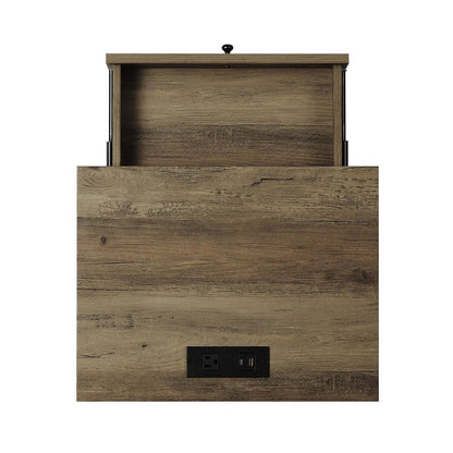 Table de nuit Theo à 1 tiroir avec armoire de rangement, 18 L x 25,75 H - Marron | Table de nuit Theo de 18 po (l) x 25,75 po (H) à 1 tiroir avec armoire de rangement - marron