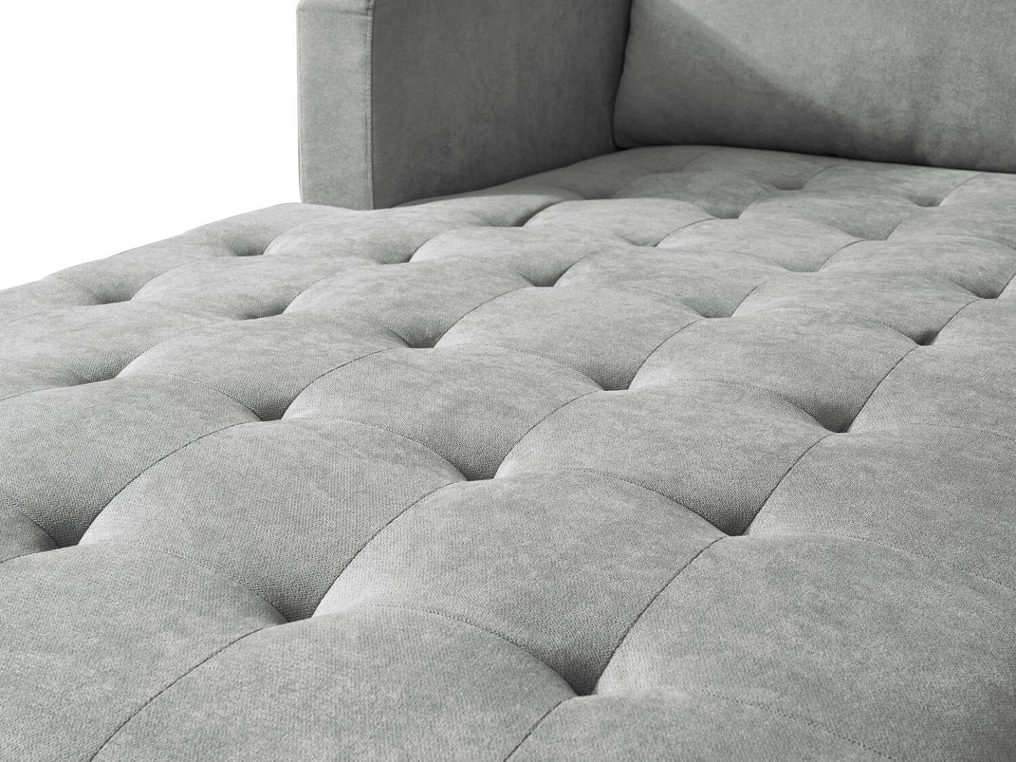 Sofa sectionnel de gauche Metro 2 pièces en tissu avec fauteuil long et coussins de siège capitonnés - gris