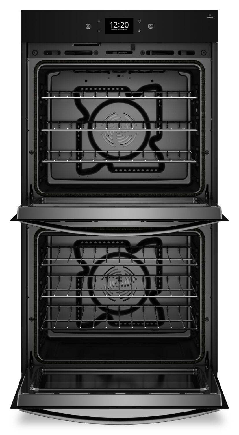 Four mural double électrique Whirlpool de 27 po et de 8,6 pi³ avec convection véritable - résistant aux empreintes digitales…