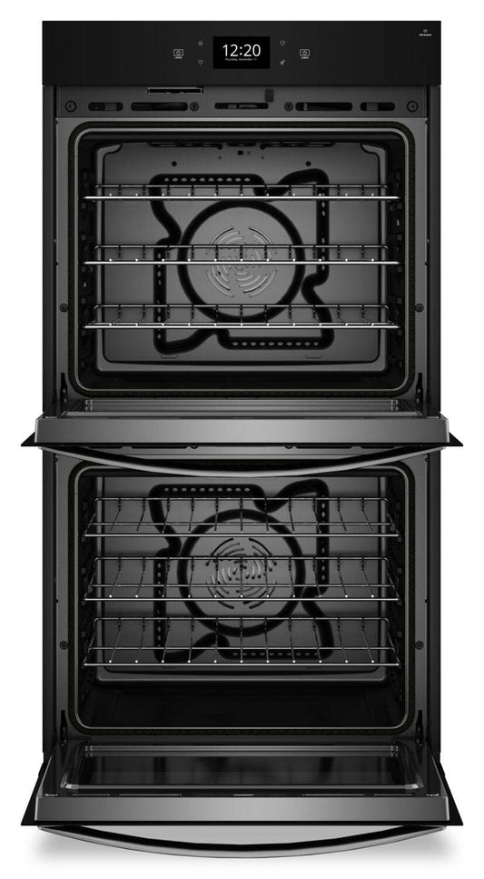 Four mural double électrique Whirlpool de 27 po et de 8,6 pi³ avec convection véritable - résistant aux empreintes digitales…