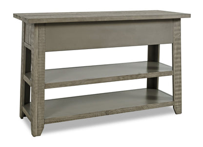 Colson 50 Rustic Sofa Table with Storage and Shelf - Driftwood | Table de salon rustique Colson de 50 po avec rangement et tablette - bois flotté