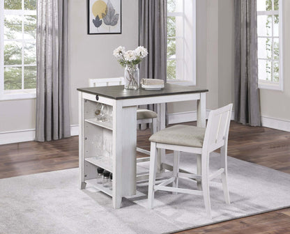 Lane 3pc Counter-Height Dining Set with Table & 2 Chairs, Built-in Shelves & USB, 36.5W - White | Ensemble de salle à manger Lane 3 pièces de hauteur comptoir avec table de 36,5 po (L), tablettes et port USB intégrées, et 2 chaises - blanc