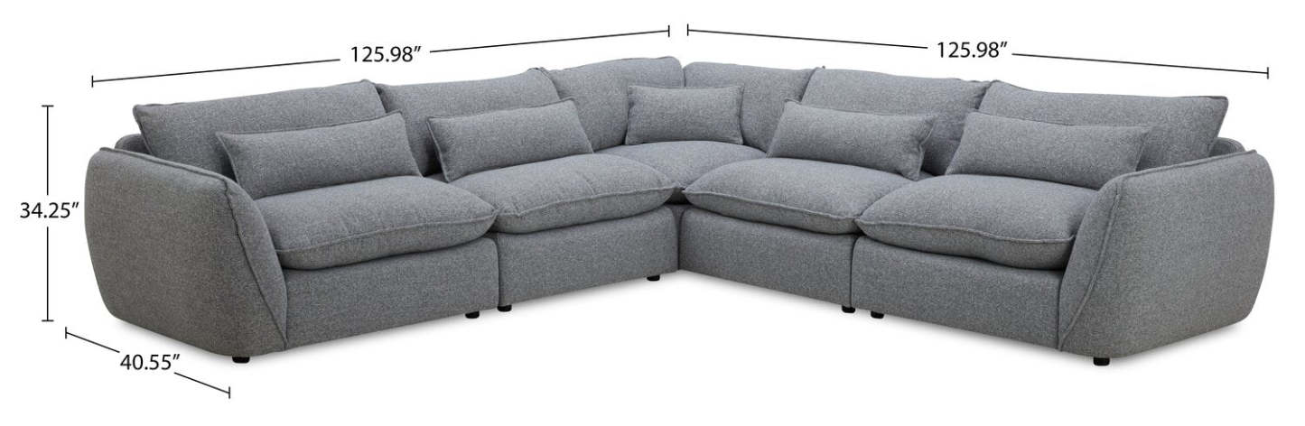 Sofa sectionnel Monaco 5 pièces - gris