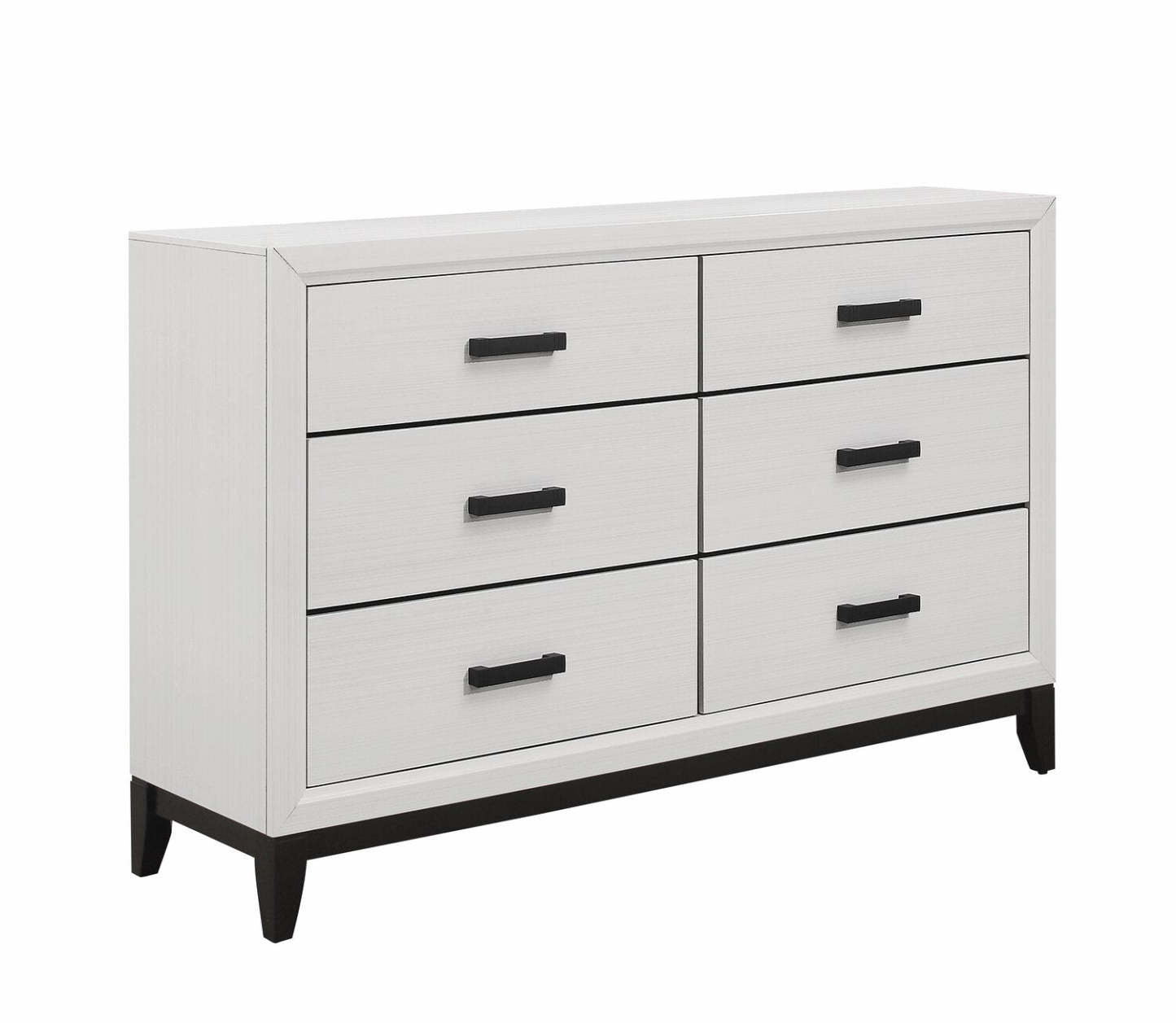 Commode à 6 tiroirs pour chambre à coucher Kate, 58 L x 37 H - Blanc | Commode Kate de 58 po (L) x 37 po (H) à 6 tiroirs pour la chambre à coucher - blanche