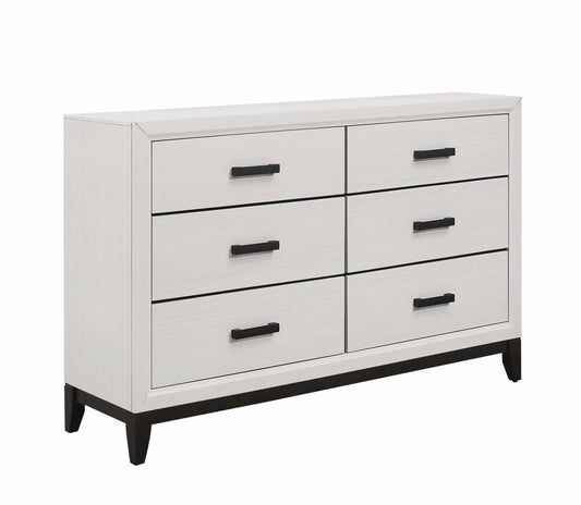 Commode à 6 tiroirs pour chambre à coucher Kate, 58 L x 37 H - Blanc | Commode Kate de 58 po (L) x 37 po (H) à 6 tiroirs pour la chambre à coucher - blanche