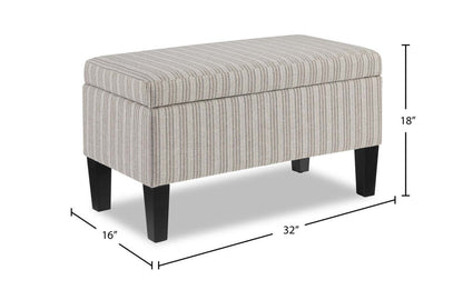 Calgary 32 Storage Fabric Ottoman - Grey Rayé|Pouf de rangement Calgary de 32 po en tissu - rayé gris