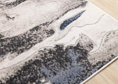 Tapis bleu gris Linnie – 5'3 x 7'7 | Tapis Linnie gris et bleu - 5 pi 3 po x 7 pi 7 po