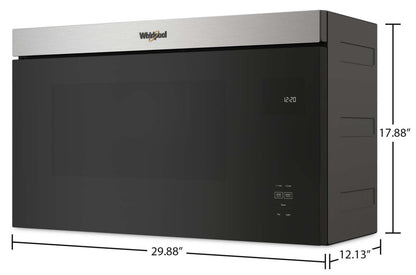 Tourbillon 1,1 Cu. Fort. Micro-ondes encastré avec 900 watts de cuisson - Résistant aux empreintes digitales… | Quatre à micro-ondes à hotte intégrée Whirlpool de 1,1 pi³ à installation affleurée avec cuisson à 900…
