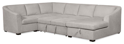 Envy 5-Piece Right-Facing Chenille Fabric Sleeper Sectional with Storage Chaise - Fog Grey | Canapé-lit sectionnel droit Envy 5 pièces en tissu de chenille avec chaise longue de rangement - gris brouillard