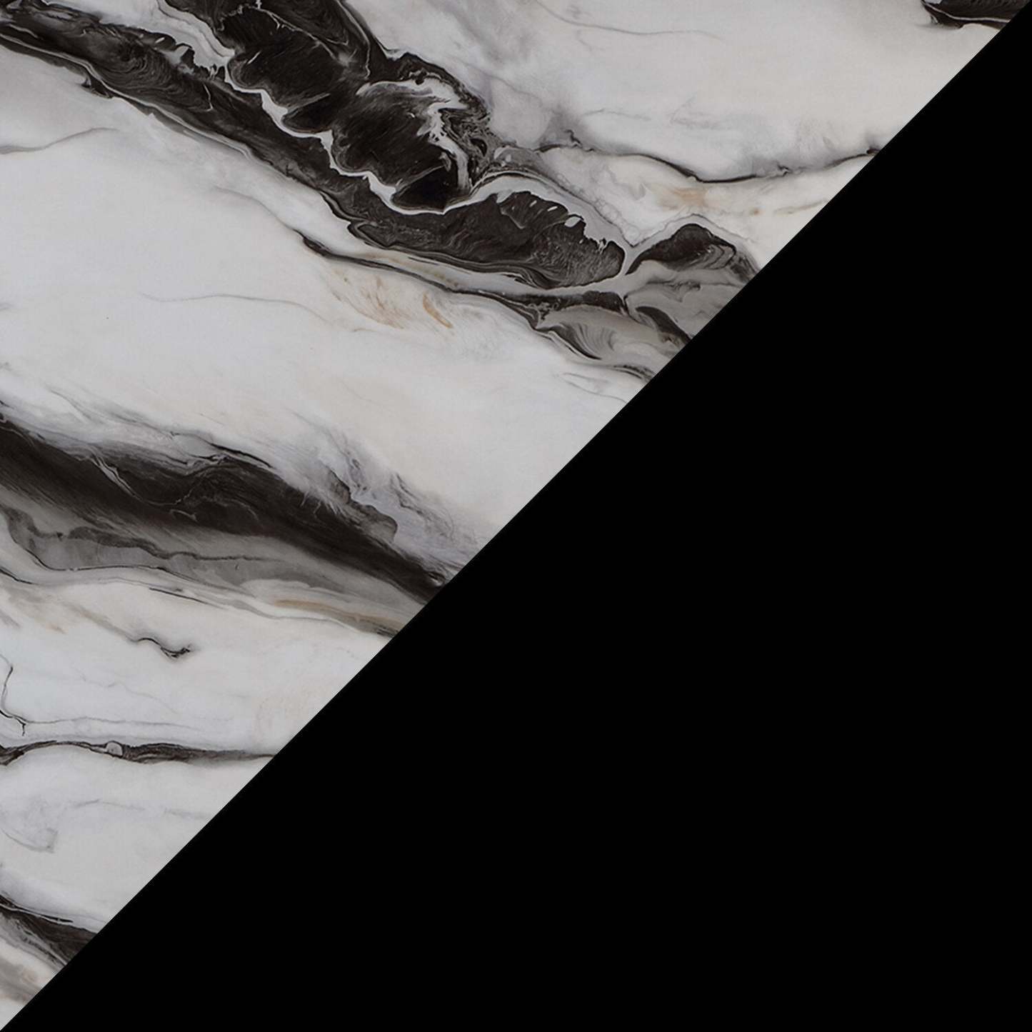 Ensemble de salle à manger Vega 7 pièces avec table de 82 po (L), imitation de marbre, piètement piédestal et 6 chaises - noir et blanc