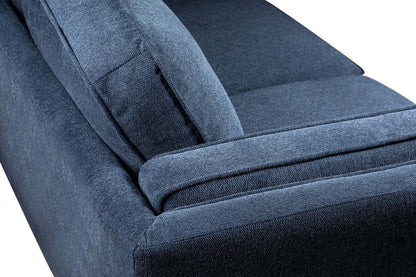 Canapé Kassia de Kort &amp; Co. de 90,6 po en tissu d'apparence lin avec base et pattes en bois - bleu