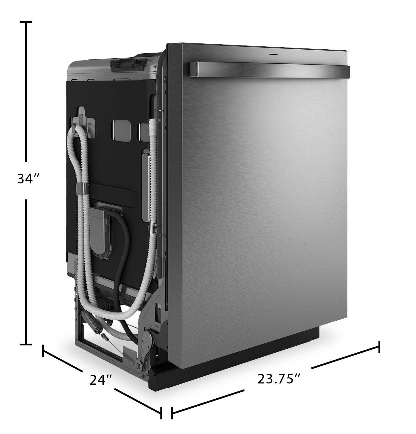 Lave-vaisselle GE de 24 po et de 45 dBA avec commandes sur le dessus - acier inoxydable résistant aux traces de doigts - PDT705SYWFS