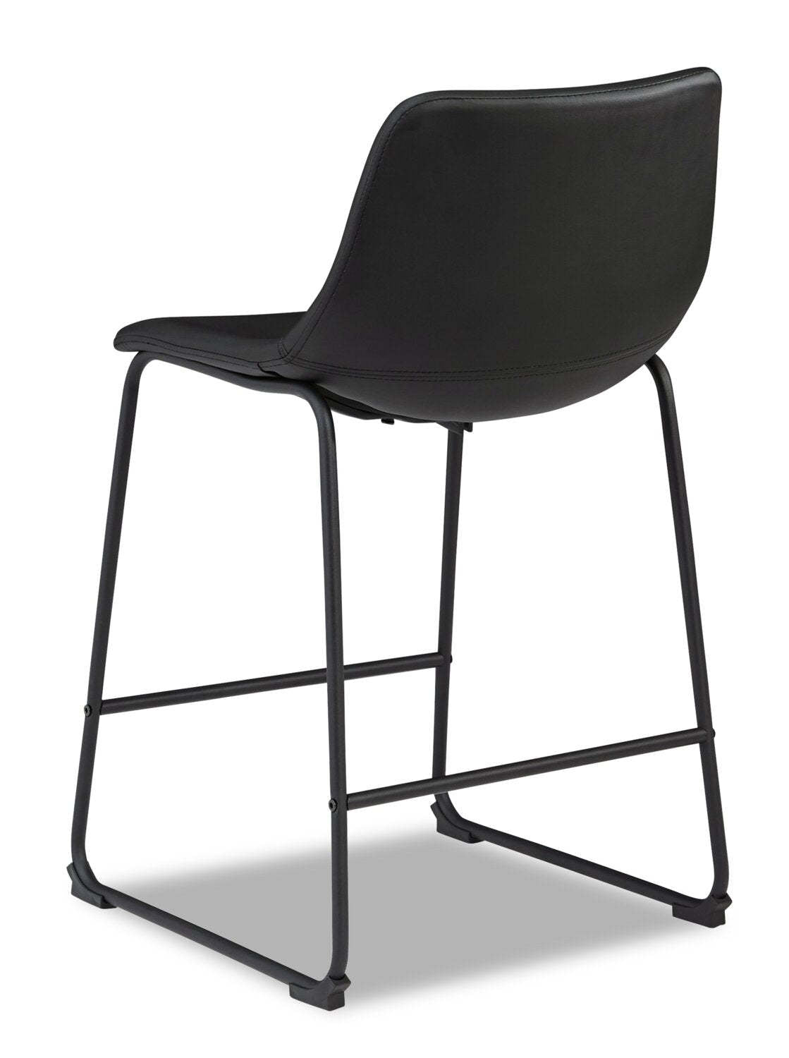 Tabouret à hauteur de comptoir Cole avec tissu en cuir végétalien, métal - Noir | Tabouret Cole de hauteur comptoir en tissu de cuir végétalien et en métal - noir