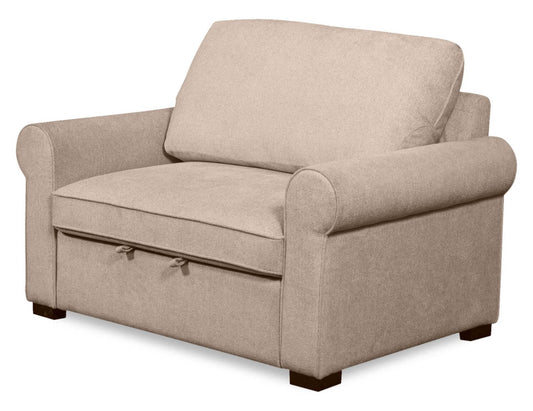 Fauteuil convertible Haven de Scott Living de 55 po en tissu de chenille avec pattes en bois - taupe