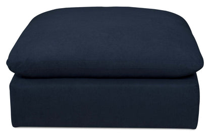 Pouf Eclipse Modular 43 en tissu d'apparence lin avec coussin en plumes - Bleu marine | Pouf modulable Eclipse de 43 po en tissu d'apparence lin avec coussin en couette et plumes - bleu marine