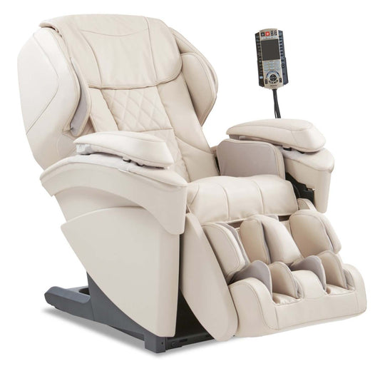 Fauteuil inclinable de massage Panasonic Real Pro ULTRA Prestige™ 35,4 en cuir synthétique de haute qualité - beige | Panasonic Real Pro ULTRA Prestige™ 35,4 fauteuil de massage en cuir synthétique de qualité supérieure - beige