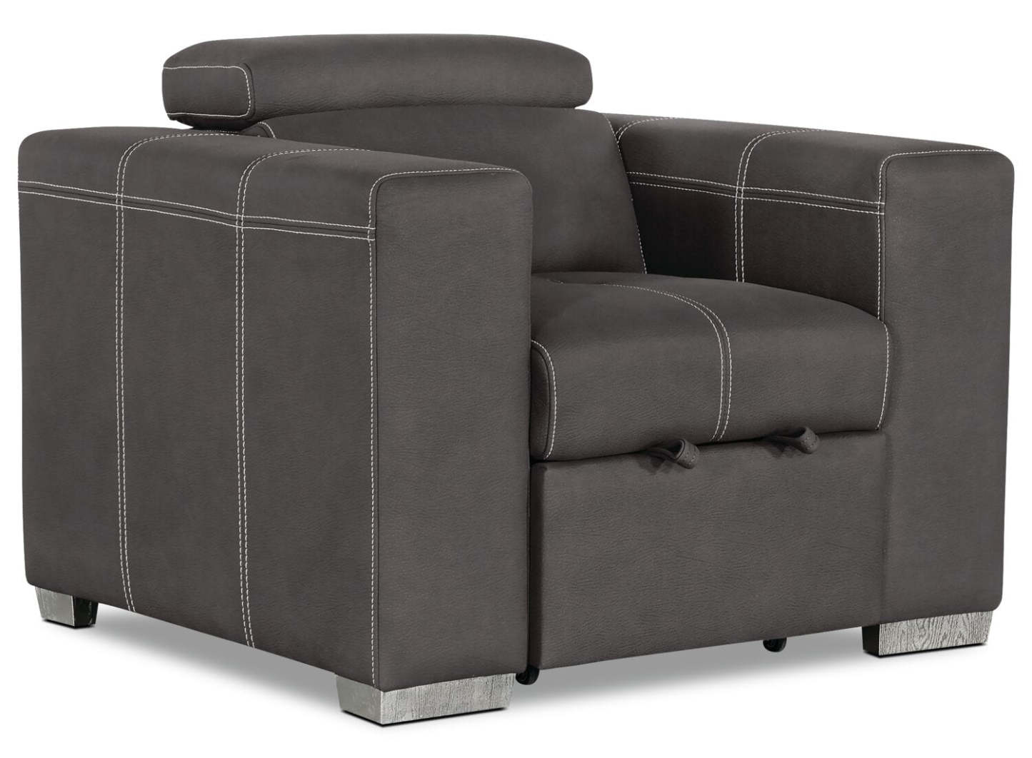 Fauteuil Drake de 41,5 po en tissu de suédine avec pouf rétractable et appuie-têtes relevables - gris ciment