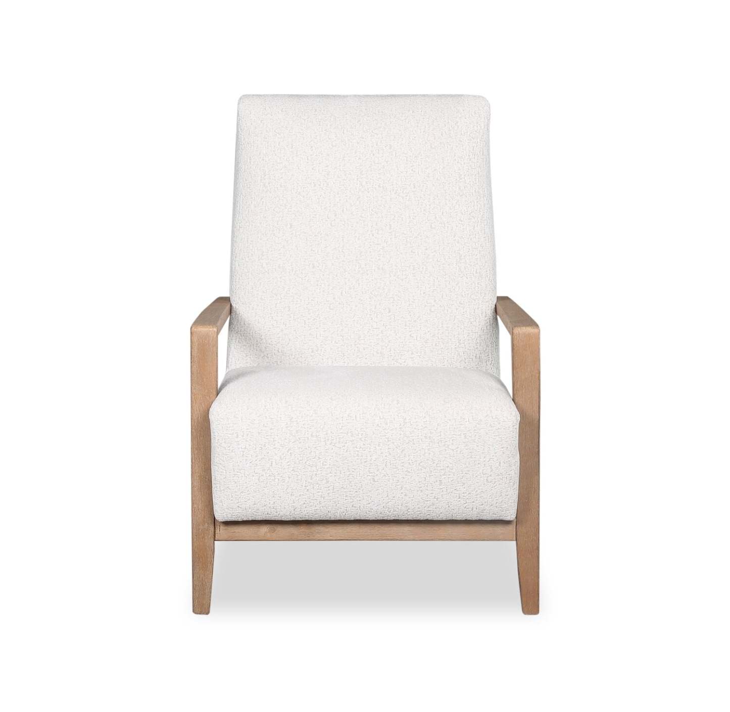 Chaise d'appoint Adley 28 en tissu chenille avec accoudoirs et pieds en bois - Blanc albâtre | Fauteuil d'appoint Adley 28 po en tissu de chenille avec accoudoirs et pattes en bois - blanc albâtre