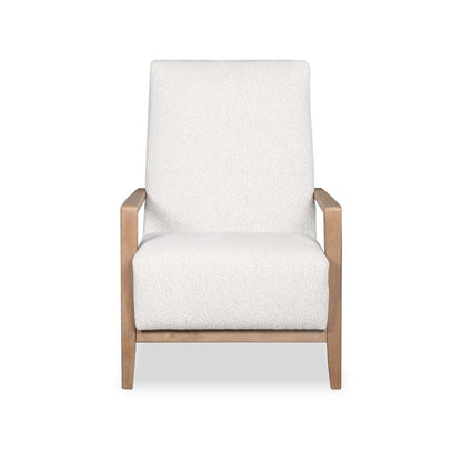 Chaise d'appoint Adley 28 en tissu chenille avec accoudoirs et pieds en bois - Blanc albâtre | Fauteuil d'appoint Adley 28 po en tissu de chenille avec accoudoirs et pattes en bois - blanc albâtre