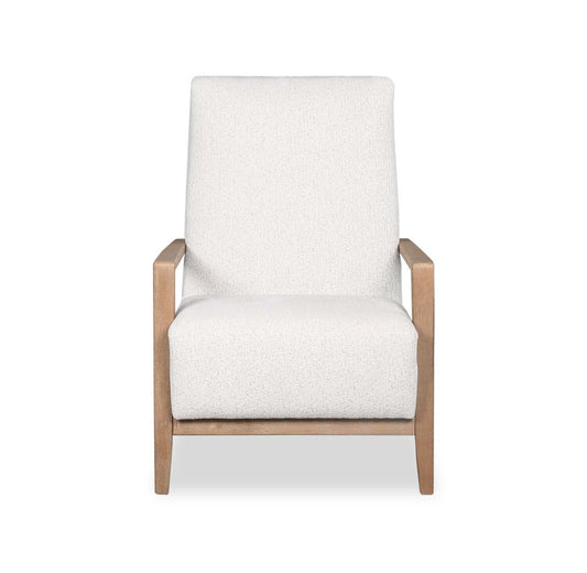 Chaise d'appoint Adley 28 en tissu chenille avec accoudoirs et pieds en bois - Blanc albâtre | Fauteuil d'appoint Adley 28 po en tissu de chenille avec accoudoirs et pattes en bois - blanc albâtre