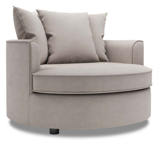 Fauteuil d’appoint enveloppant Sofa Lab personnalisable de 48 po fabriqué au Canada en tissu d’apparence lin - gris Pax Slate | CUDD3049