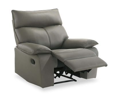 Matteo 42 Genuine Leather Reclining Chair - Aviarah Grey | Fauteuil inclinable Matteo de 42 po en cuir véritable - gris Aviarah