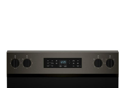 Cuisinière électrique Whirlpool de 5,3 pi3 avec cuisson à air – noir sur acier inoxydable - YWFES5730SV | Bain à remous 5,3 Cu. Fort. Cuisinière électrique avec cuisson à l'air - Noir sur acier inoxydable - YWFES5730SV