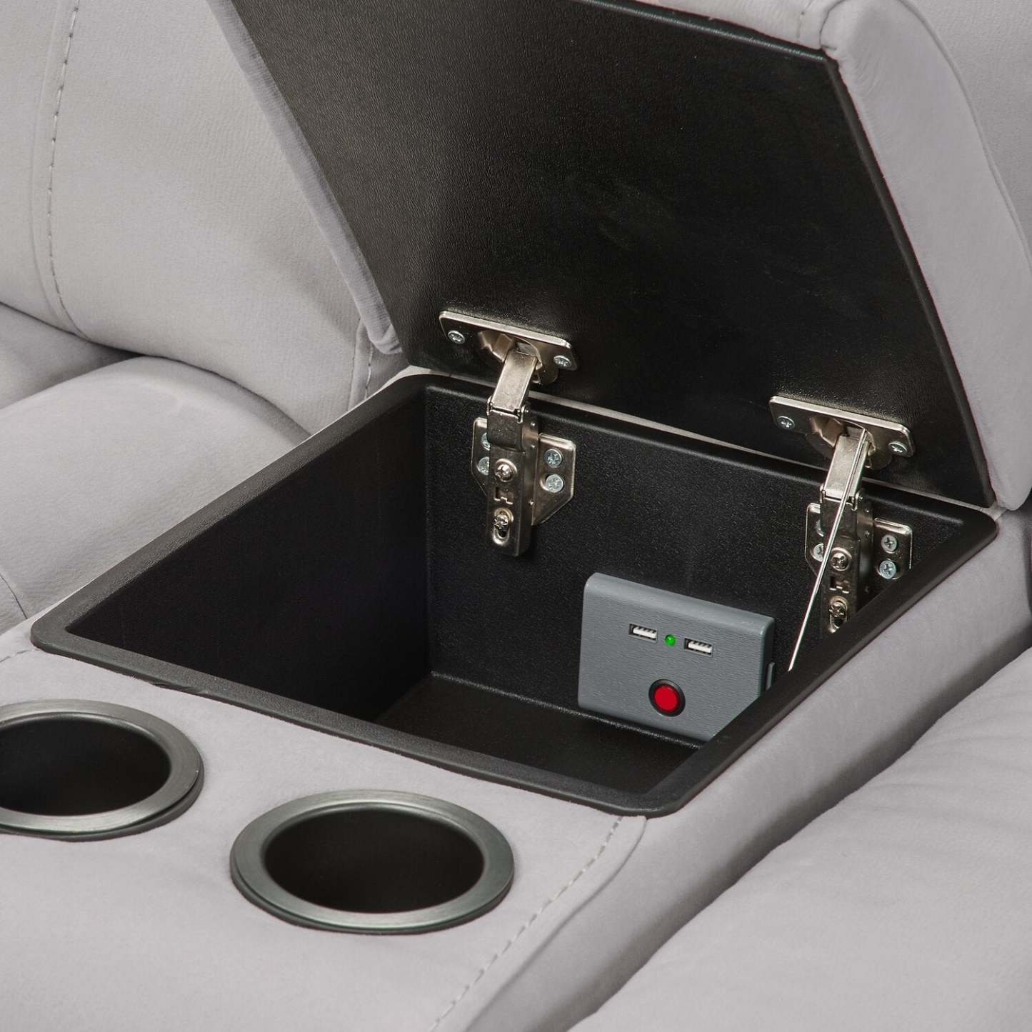 Canapé sectionnel de droite à inclinaison électrique Newport de Cindy Crawford Home 6 pièces en suédine - gris