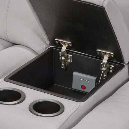 Canapé sectionnel de droite à inclinaison électrique Newport de Cindy Crawford Home 6 pièces en suédine - gris